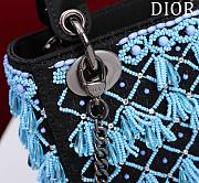 Colestore Dior Lady Black Satin Embroidered With Turquoise Beaded 17*15*7cm - 6