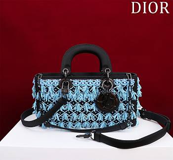	 Colestore Dior Lady D Joy Black Satin Embroidered With Turquoise Beaded 26x13.5x5cm