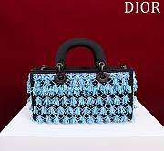 	 Colestore Dior Lady D Joy Black Satin Embroidered With Turquoise Beaded 26x13.5x5cm - 4