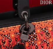 	 Colestore Dior Lady D Joy Black Satin Embroidered With Turquoise Beaded Orange 26x13.5x5cm - 4