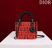 	 Colestore Dior Lady Black Satin Embroidered With Turquoise Beaded Orange 17*15*7cm - 1