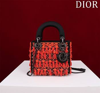 	 Colestore Dior Lady Black Satin Embroidered With Turquoise Beaded Orange 17*15*7cm
