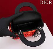 	 Colestore Dior Lady Black Satin Embroidered With Turquoise Beaded Orange 17*15*7cm - 6