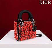 	 Colestore Dior Lady Black Satin Embroidered With Turquoise Beaded Orange 17*15*7cm - 5