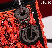 	 Colestore Dior Lady Black Satin Embroidered With Turquoise Beaded Orange 17*15*7cm - 2
