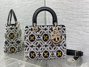 Lady Dior Limited Edition Customized 5 Grid Embroidered Size 24cm