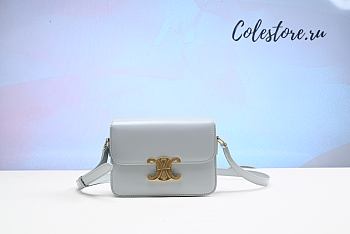 Colestore Teen Triomphe Bag In Shiny Calfskin Leather - Soft Blue - CELINE Size 19cm