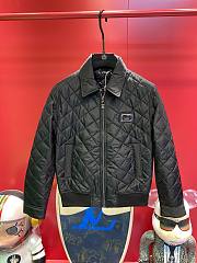 Colestore D&G Black Quilted Men Jacket With Metallic Logo Patch - 3