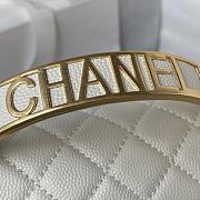 Colestore Chanel Boy Flap Bag Grained Shiny Calfskin & Gold-Tone Metal White Size 20cm - 4