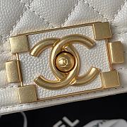 Colestore Chanel Boy Flap Bag Grained Shiny Calfskin & Gold-Tone Metal White Size 20cm - 5