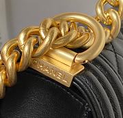	 Colestore Chanel Boy Flap Bag Grained Shiny Calfskin & Gold-Tone Metal Black Size 20cm - 5