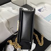	 Colestore Chanel Boy Flap Bag Grained Shiny Calfskin & Gold-Tone Metal Black Size 20cm - 4