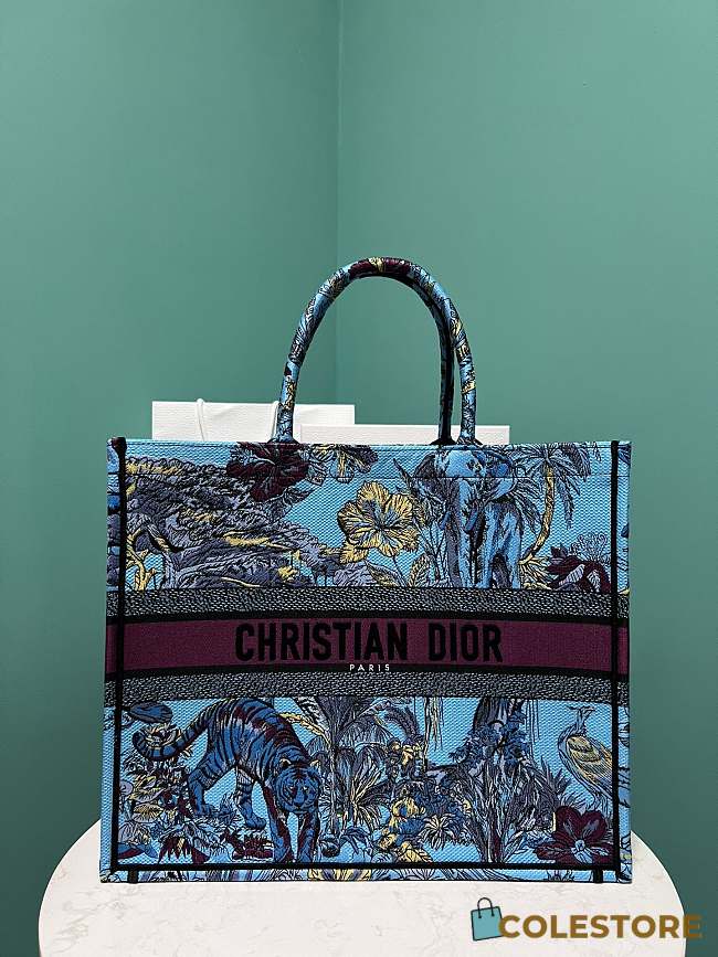 	 Colestore Dior Blue Multicolor Toile de Jouy Voyage Embroidery Size 42×35×18.5cm - 1