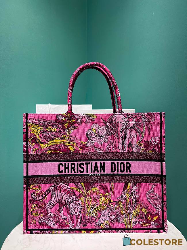 Colestore Dior Pink Multicolor Toile de Jouy Voyage Embroidery Size 42×35×18.5cm - 1