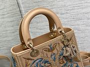  Colestore Dior - Medium Lady Bag Beige Calfskin Embroidered with Multicolor Beaded Floral Motif 24cm - 6