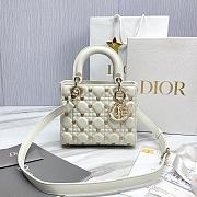 Colestore Lady Dior Small Bag White Cannage Lambskin with Gold-Finish Butterfly Studs - 1