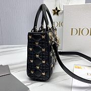 	 Colestore Lady Dior Small Bag Black Cannage Lambskin with Gold-Finish Butterfly Studs - 4
