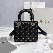	 Colestore Lady Dior Small Bag Black Cannage Lambskin with Gold-Finish Butterfly Studs - 3