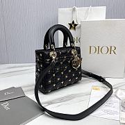 	 Colestore Lady Dior Small Bag Black Cannage Lambskin with Gold-Finish Butterfly Studs - 2