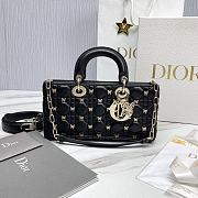Colestore Dior Djoy Black Cannage Lambskin with Gold-Finish Butterfly Studs 26 x 13.5 x 5 cm - 1