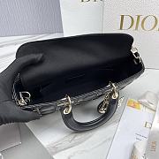 Colestore Dior Djoy Black Cannage Lambskin with Gold-Finish Butterfly Studs 26 x 13.5 x 5 cm - 2