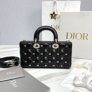 Colestore Dior Djoy Black Cannage Lambskin with Gold-Finish Butterfly Studs 26 x 13.5 x 5 cm - 6