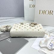 	 Colestore Dior Djoy White Cannage Lambskin with Gold-Finish Butterfly Studs 26 x 13.5 x 5 cm - 5