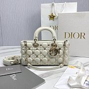 	 Colestore Dior Djoy White Cannage Lambskin with Gold-Finish Butterfly Studs 26 x 13.5 x 5 cm - 1