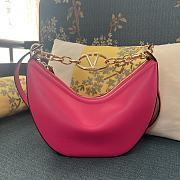 Colestore Small Vlogo Moon Hobo Bag In Leather With Chain Pink 29x23x11cm - 1