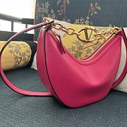 Colestore Small Vlogo Moon Hobo Bag In Leather With Chain Pink 29x23x11cm - 4
