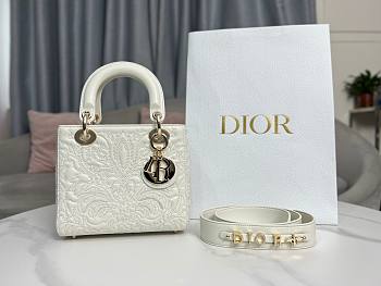Colestore Lady Dior My ABC White Quilted-Effect Lambskin with Ornamental Motif