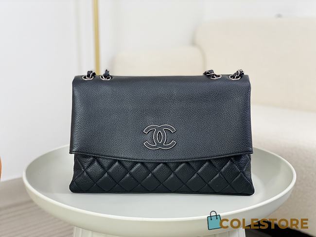 Colestore Chanel A07095 Black Flap CC Silver Chain Shoulder Bag 32x7.5x19cm - 1