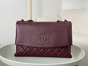 	 Colestore Chanel A07095 Wine Flap CC Silver Chain Shoulder Bag 32x7.5x19cm - 1