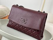 	 Colestore Chanel A07095 Wine Flap CC Silver Chain Shoulder Bag 32x7.5x19cm - 3
