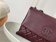 	 Colestore Chanel A07095 Wine Flap CC Silver Chain Shoulder Bag 32x7.5x19cm - 2