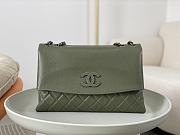 	 Colestore Chanel A07095 Dark Green Flap CC Silver Chain Shoulder Bag 32x7.5x19cm - 1