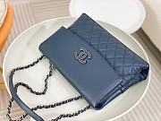 	 Colestore Chanel A07095 Blue Flap CC Silver Chain Shoulder Bag 32x7.5x19cm - 6