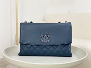 	 Colestore Chanel A07095 Blue Flap CC Silver Chain Shoulder Bag 32x7.5x19cm - 1