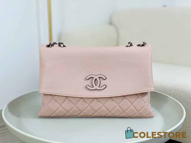 Colestore Chanel A07095 Pink Flap CC Silver Chain Shoulder Bag 32x7.5x19cm - 1