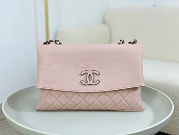 Colestore Chanel A07095 Pink Flap CC Silver Chain Shoulder Bag 32x7.5x19cm