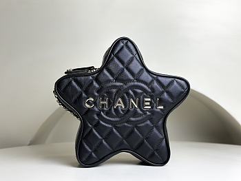 Colestore Chanel Star Handbag Metallic Lambskin & Gold-Tone Metal Black 