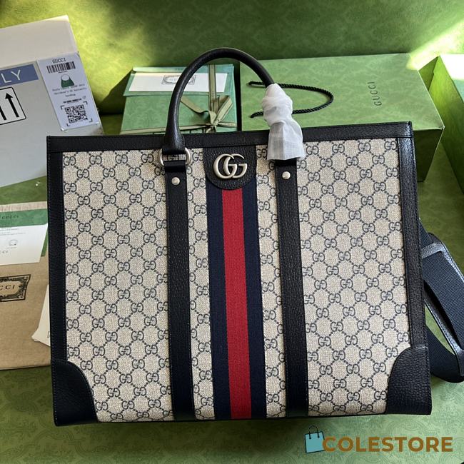 	 Colestore GUCCI Ophidia Supreme Large Leather Tote Bag 724665 Black Size 43x35x18.5cm - 1