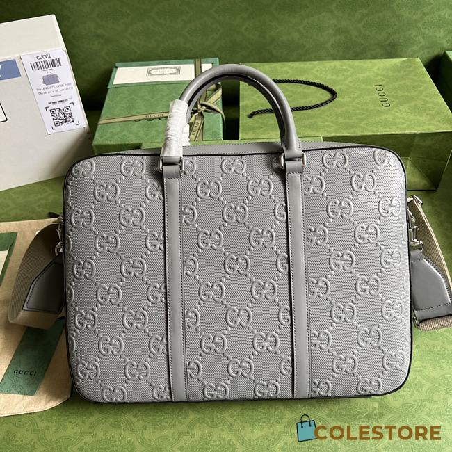 COLESTORE GUCCI JUMBO BRIEFCASE GREY LEATHER SIZE 40×29×6 - 1