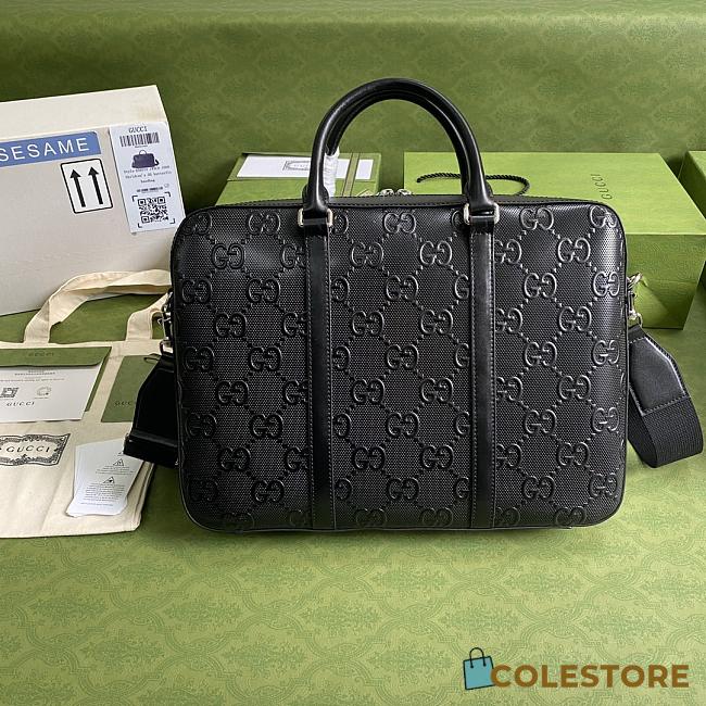 COLESTORE GUCCI JUMBO BRIEFCASE BLACK LEATHER SIZE 40×29×6CM - 1