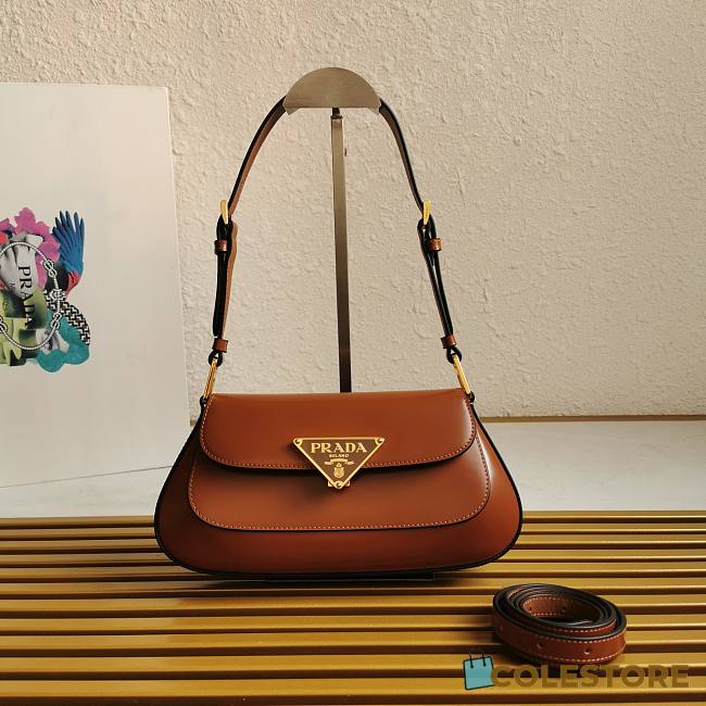 Colestore Prada Brushed Leather Shoulder Bag Brown 25x14x4cm  - 1