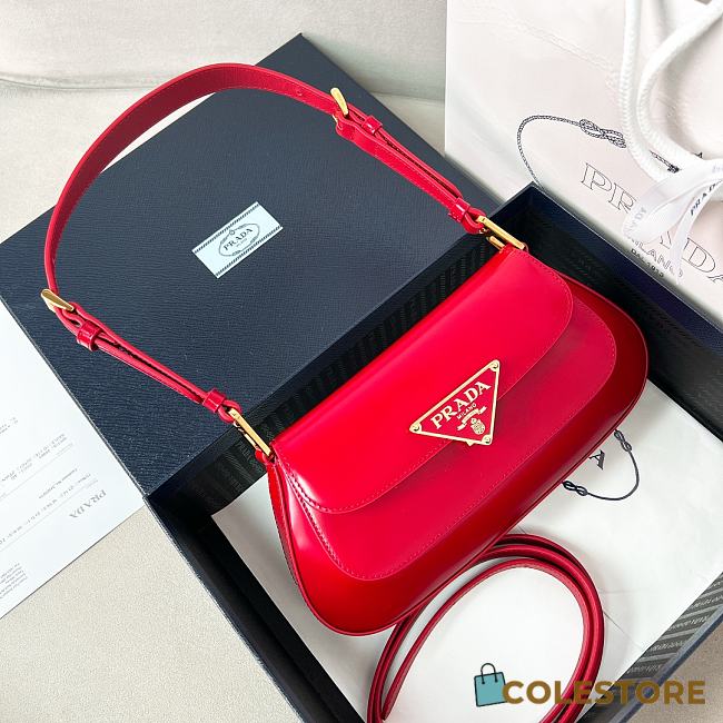 Colestore Prada Brushed Leather Shoulder Bag Red 25x14x4cm - 1