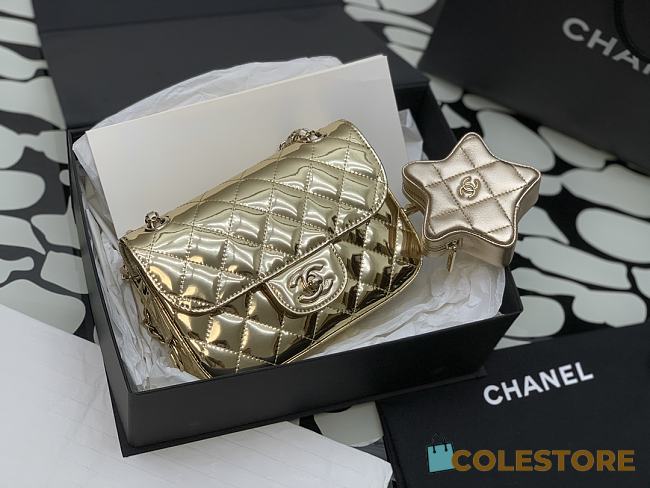 	Colestore Chanel Mini Flap Bag & Star Coin Purse Metallic Calfskin & Gold-Tone - 1