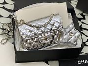Colestore Chanel Mini Flap Bag & Star Coin Purse Metallic Calfskin & Gold-Tone Metal Silver - 3