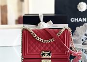 Colestore Chanel Boy Handbag Gold Hardware Red 25cm - 1
