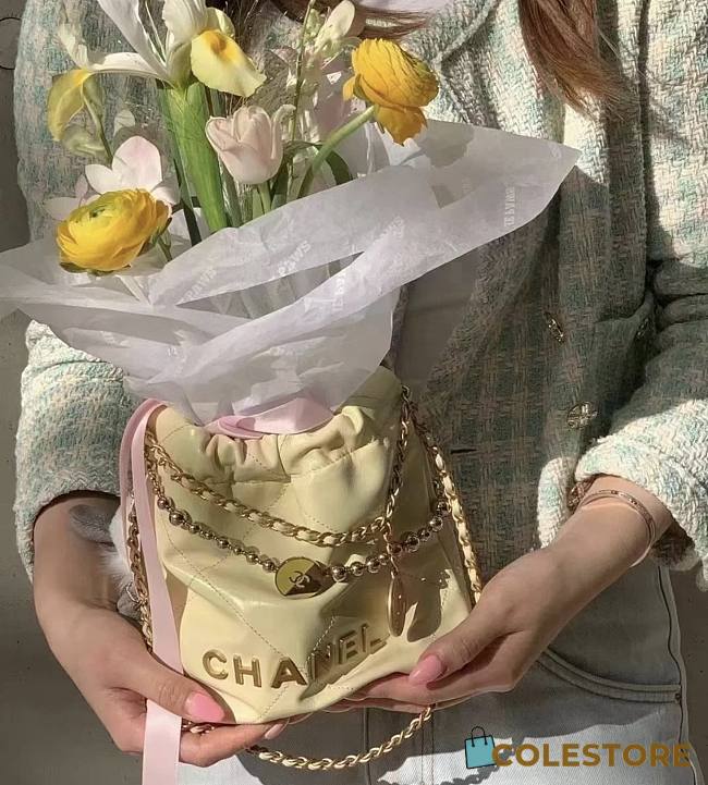 Chanel Minisize 22 Bag Yellow Size 19x20x6cm - 1